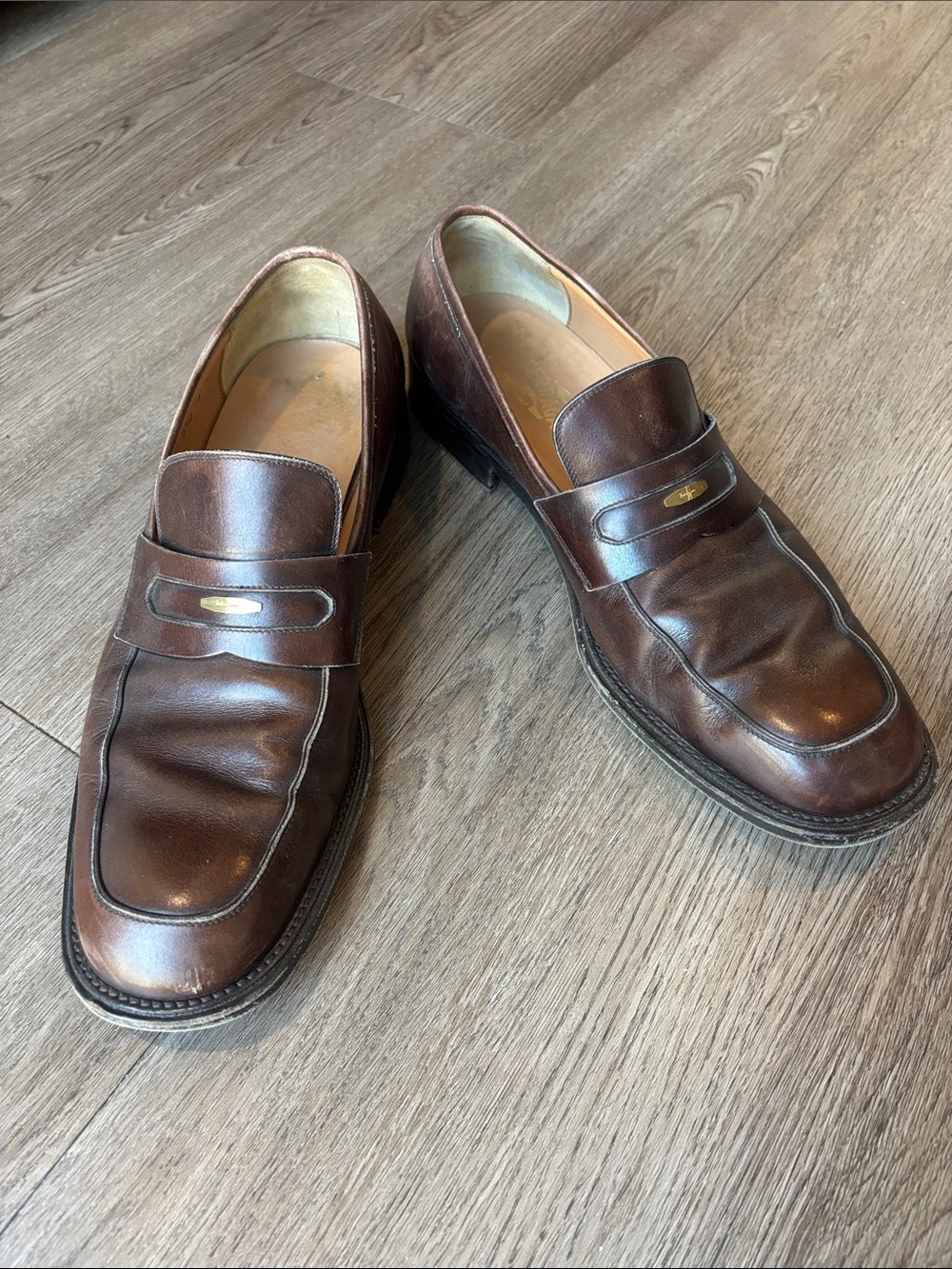 Salvatore Ferragamo Brown Leather Slip On Classic Penny Loafers